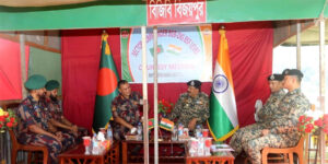 সীমান্তের বিভিন্ন সমস্যা নিরসনে দুর্গাপুর সীমান্তে বিজিবি-বিএসএফ‘র উচ্চ পর্যায়ের বৈঠক অনুষ্ঠিত