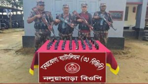 দুর্গাপুর সীমান্তে বিজিবির অভিযানে ভারতীয় ফেন্সিডিল জব্দ