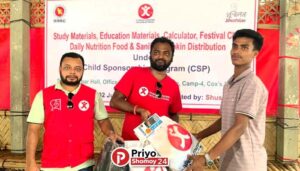 রোহিঙ্গা শিশুদের মাঝে পুষ্টিকর খাবার, স্যানিটারি ন্যাপকিন, নতুন পোশাক, শিক্ষা উপকরণ ও ক্যালকুলেটর বিতরণ