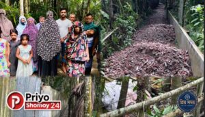 রায়পুরে প্রভাবশালী চক্রের থাবায় অবরুদ্ধ ৫০ জন: রাস্তা কেটে বিলের সাথে মিশিয়ে দেওয়ার অভিযোগ