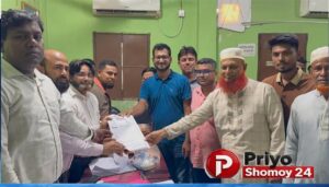 হাজীগঞ্জ বাজার ব্যবসায়ী সমিতির কোষাধ্যক্ষ পদে সাংবাদিক সিফাতের মনোনয়নপত্র সংগ্রহ
